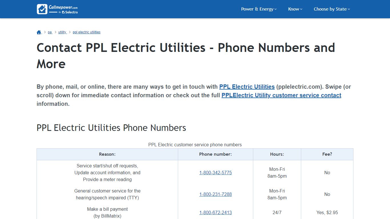 Contact PPL Electric Utilities - Phone Numbers and More